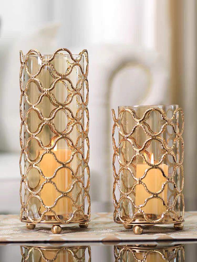 Decorative Glass Vases with Gold Cage