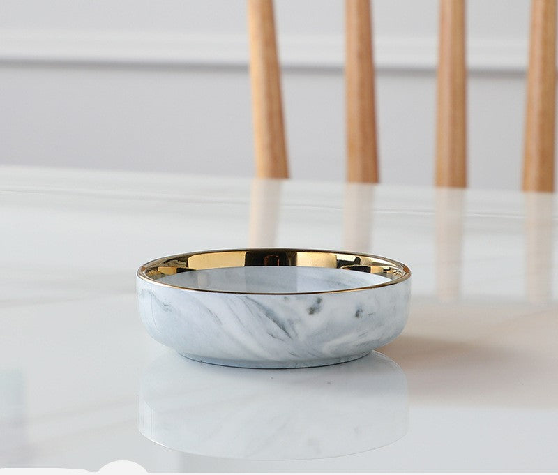 Smokey Ceramic Dishes with Gold Rim