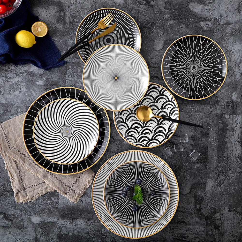 Decorative Ceramic Dishes with Gold Rim