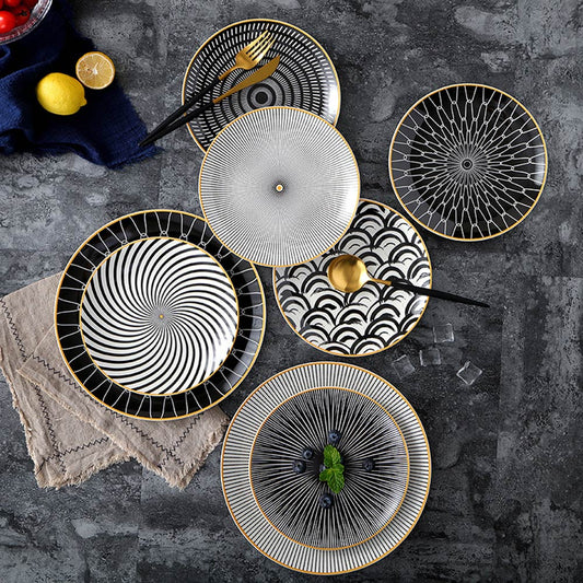 Decorative Ceramic Dishes with Gold Rim