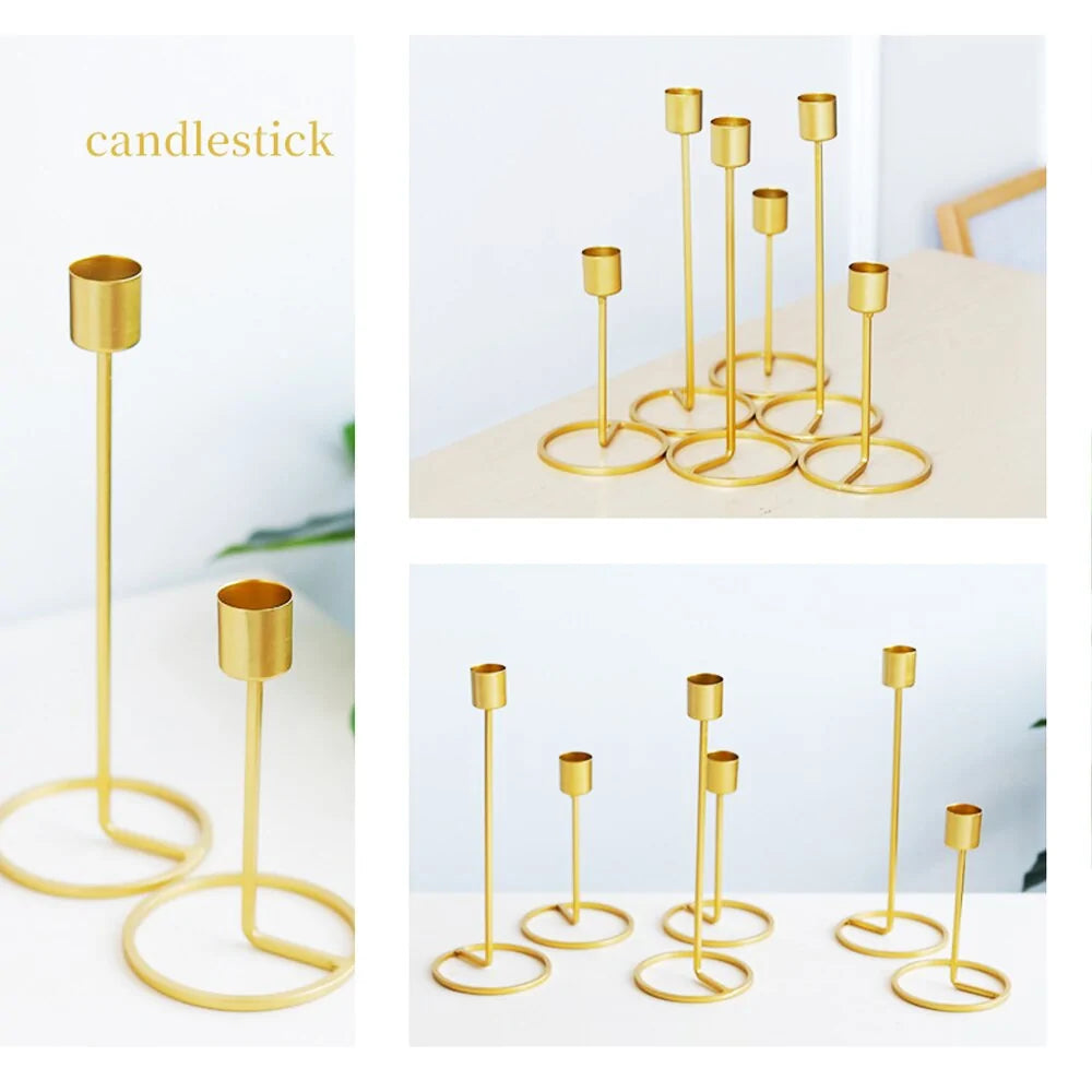 Gold Metal Candle Holders: Elegant Wedding & Party Decor