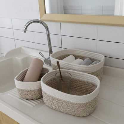 Bathroom Woven Linen Storage Basket