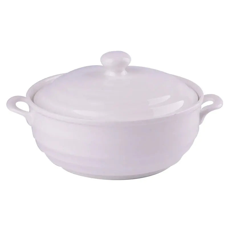 Large-capacity 1.4L Ceramic Soup Bowl with Lid