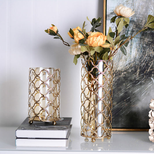 Decorative Glass Vases with Gold Cage